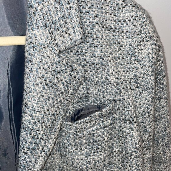 Talbots Woman Petite 22WP Tweed Blazer Jacket Blue/White 2-Button Made In China - Picture 8 of 11